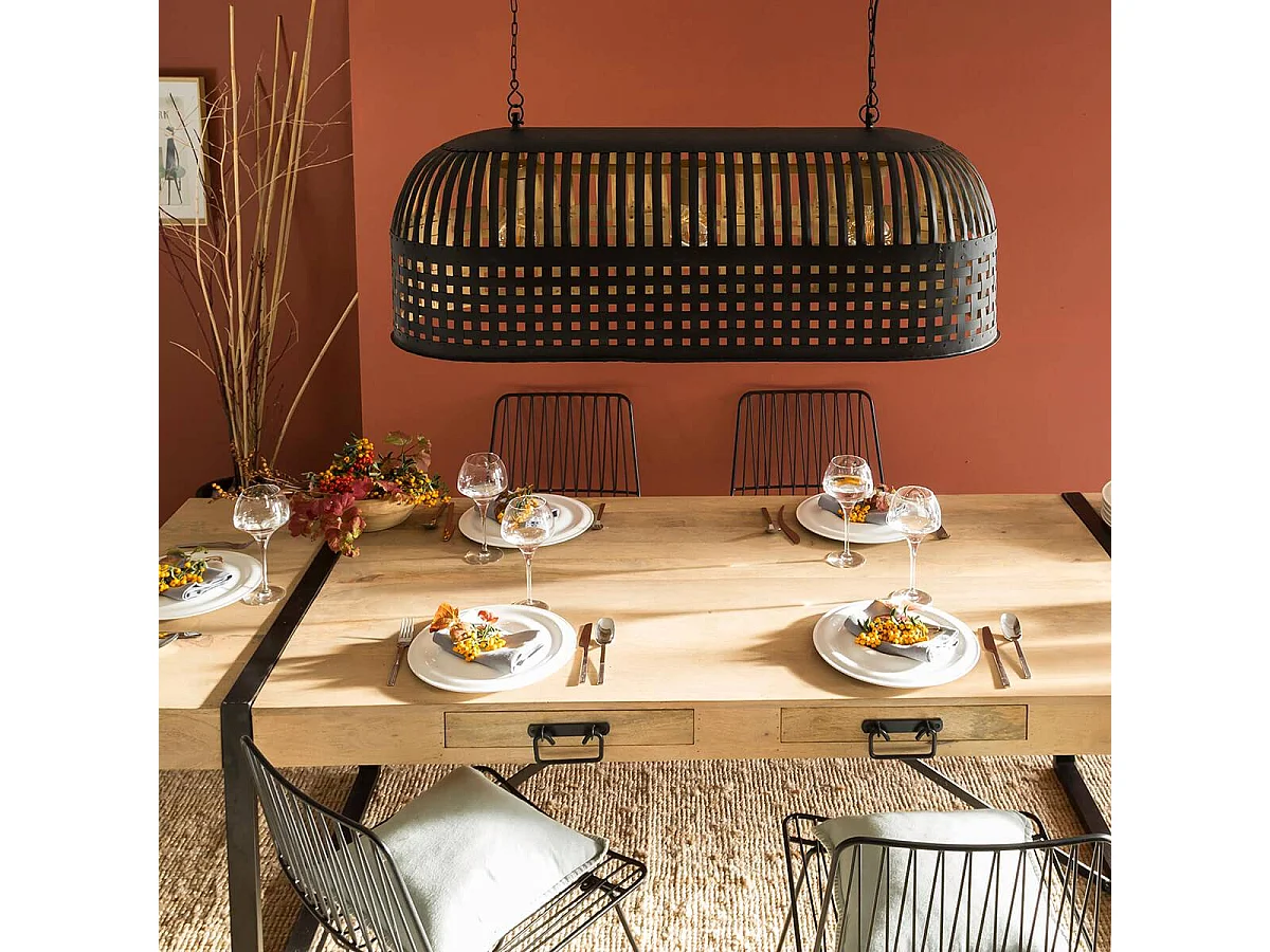 Table à manger avec allonges en bois de manguier New-York