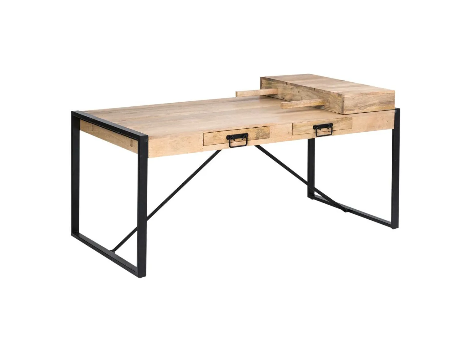 Mesa de comedor de madera de mango New-York con extensiones y cajones design - 6 plazas - estilo industrial