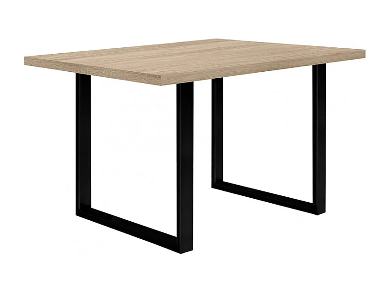 Table de repas 140 cm décor chêne clair et pieds métal noir - JURA 02