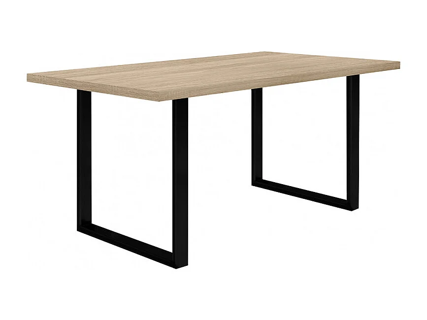 Table de repas 160 cm décor chêne clair et pieds métal noir - JURA 02