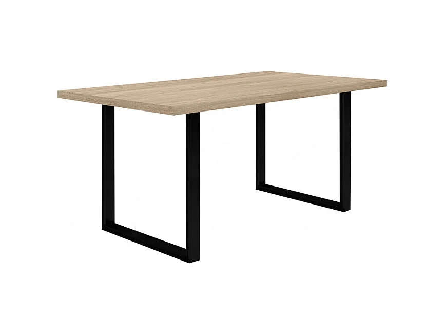 Table de repas 160 cm décor chêne clair et pieds métal noir - JURA 02