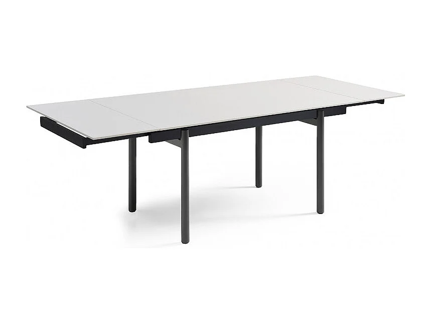 Table extensible 160/240 cm céramique blanc pieds droits - OREGON 09