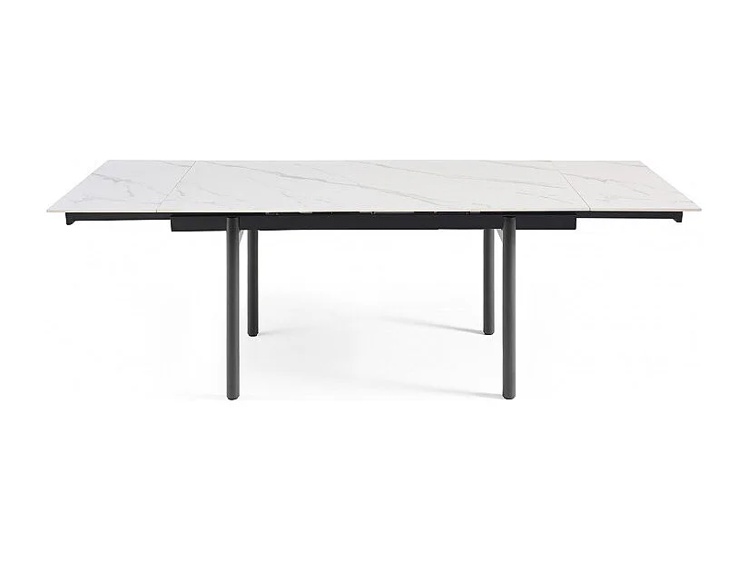 Table extensible 160/240 cm céramique blanc marbré pieds droits - NEVADA 09