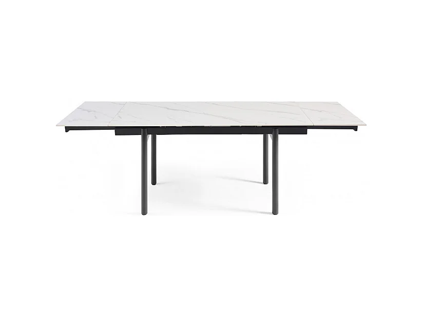 Table extensible 160/240 cm céramique blanc marbré pieds droits - NEVADA 09