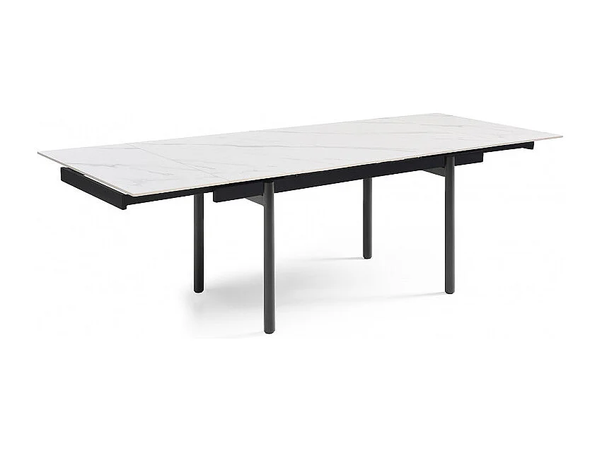 Table extensible 160/240 cm céramique blanc marbré pieds droits - NEVADA 09