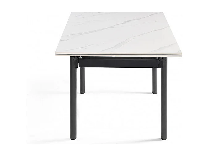 Table extensible 160/240 cm céramique blanc marbré pieds droits - NEVADA 09