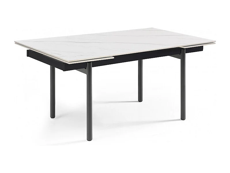 Table extensible 160/240 cm céramique blanc marbré pieds droits - NEVADA 09