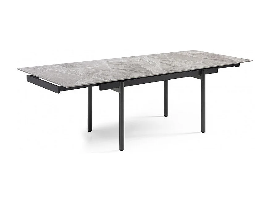 Table extensible 160/240 cm céramique marbré brillant pieds droits - DAKOTA 09