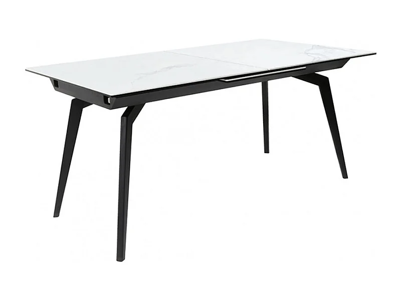 Table extensible céramique blanc 160/210 cm et métal noir - CAMILIA