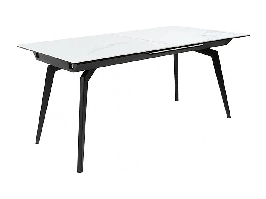 Table extensible céramique blanc 160/210 cm et métal noir - CAMILIA