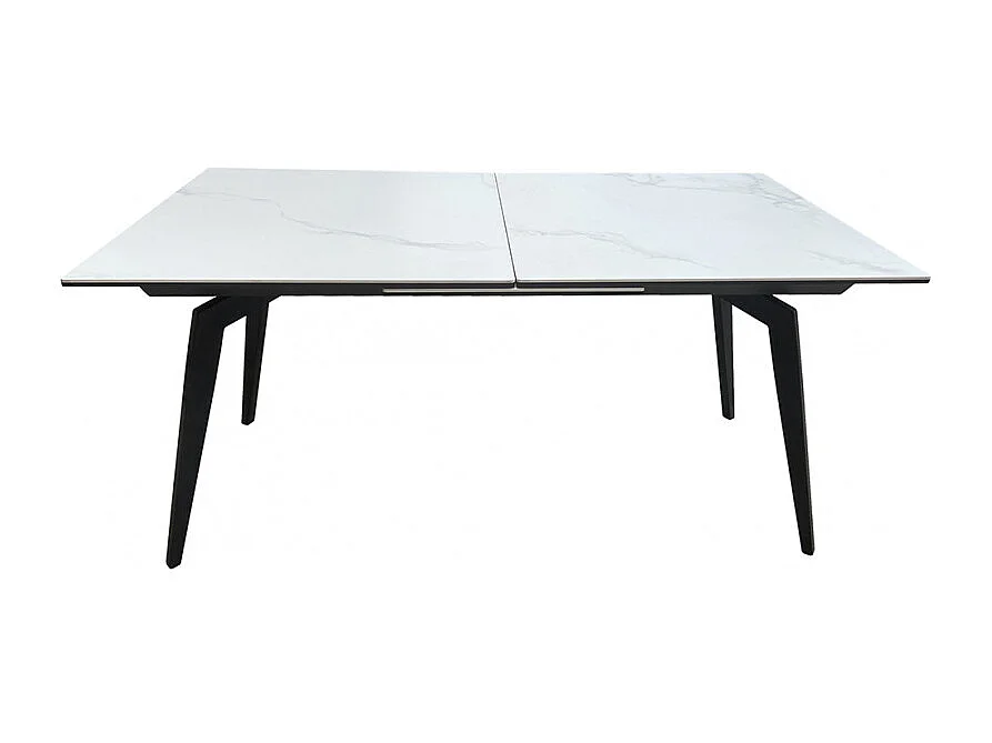 Table extensible céramique blanc 160/210 cm et métal noir - CAMILIA
