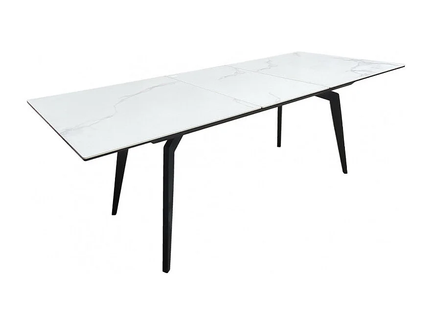Table extensible céramique blanc 160/210 cm et métal noir - CAMILIA