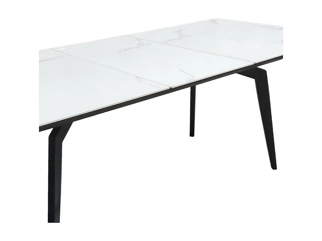 Table extensible céramique blanc 160/210 cm et métal noir - CAMILIA