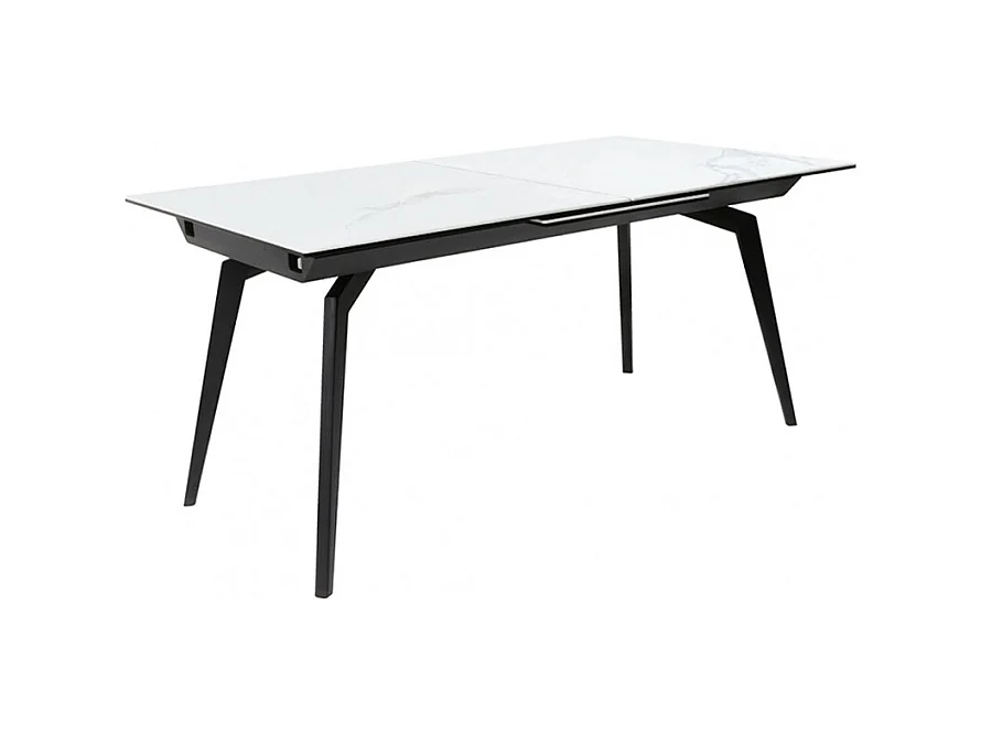 Table extensible céramique blanc 160/210 cm et métal noir - CAMILIA