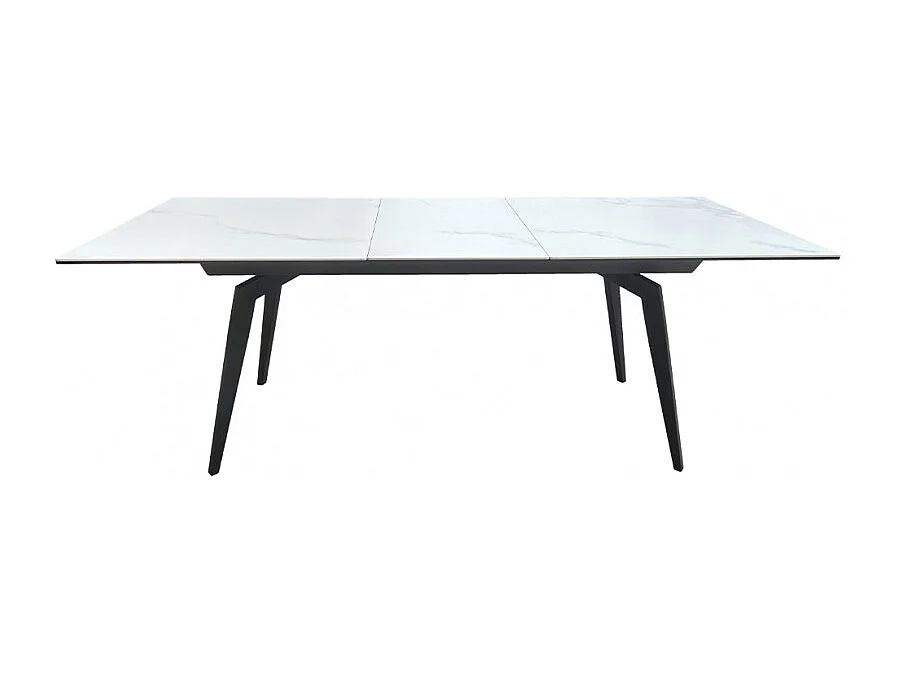 Table extensible céramique blanc 160/210 cm et métal noir - CAMILIA