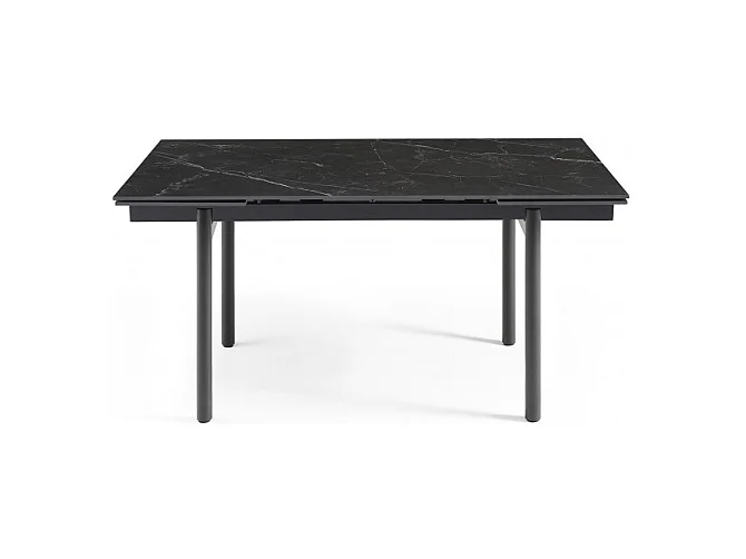 Table extensible 160/240 cm céramique noir marbré pieds droits - INDIANA 09