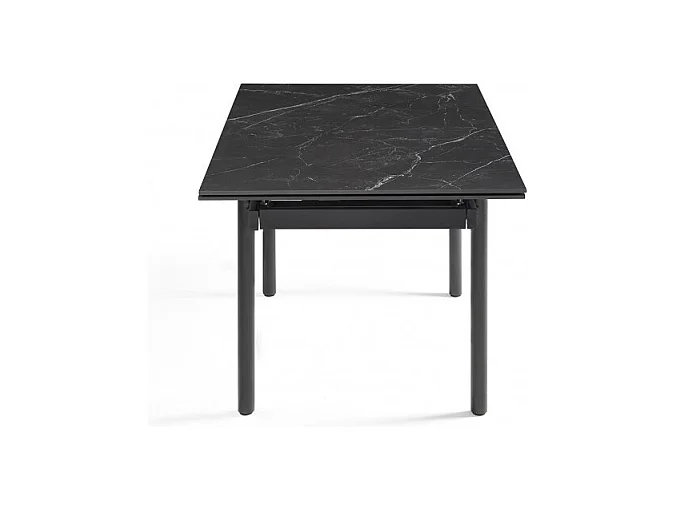 Table extensible 160/240 cm céramique noir marbré pieds droits - INDIANA 09