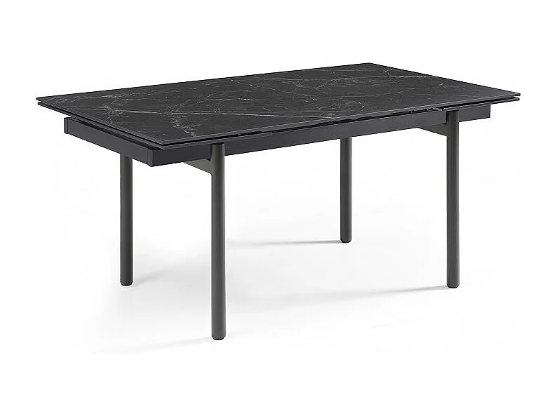 Table extensible 160/240 cm céramique noir marbré pieds droits - INDIANA 09