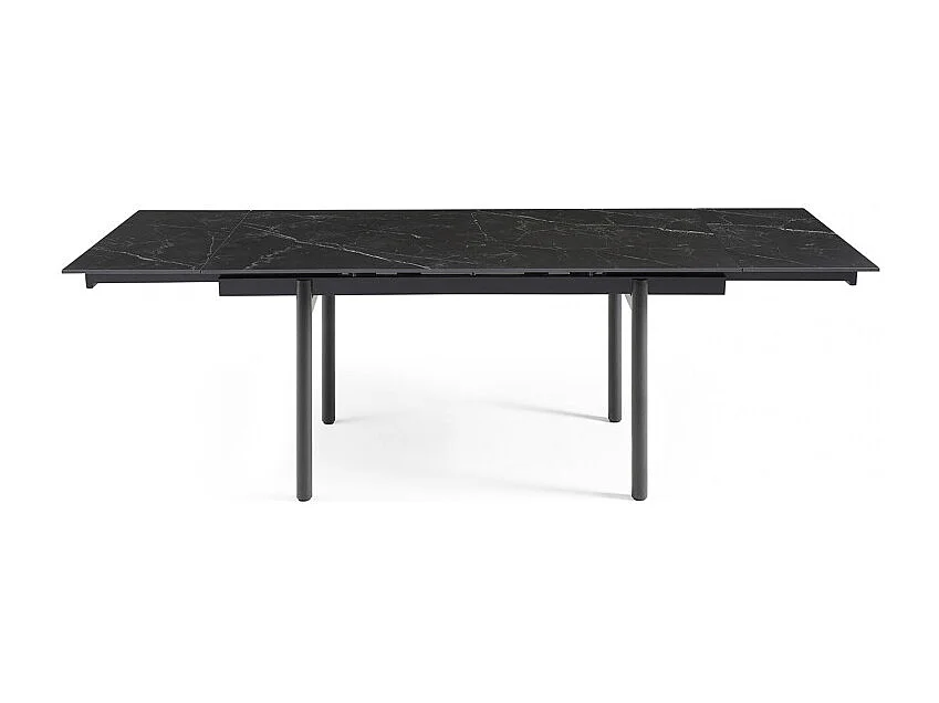 Table extensible 160/240 cm céramique noir marbré pieds droits - INDIANA 09
