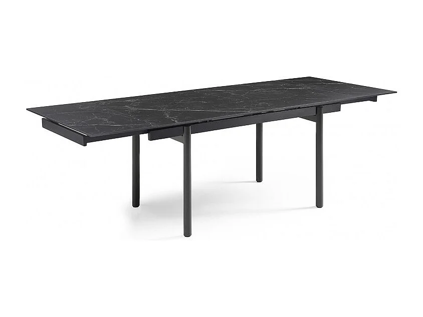 Table extensible 160/240 cm céramique noir marbré pieds droits - INDIANA 09