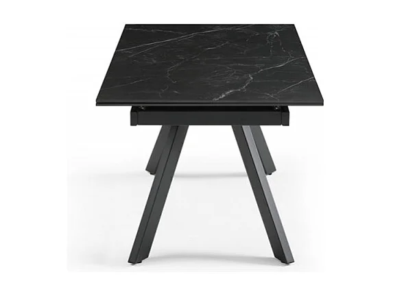 Table extensible 160/240 cm céramique noir marbré pieds inclinés - INDIANA 08
