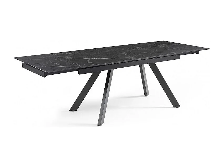 Table extensible 160/240 cm céramique noir marbré pieds inclinés - INDIANA 08