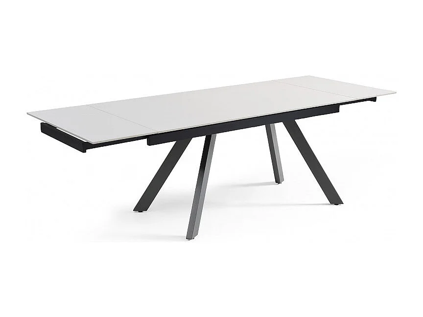 Table extensible 160/240 cm céramique blanc 4 pieds inclinés - OREGON 08