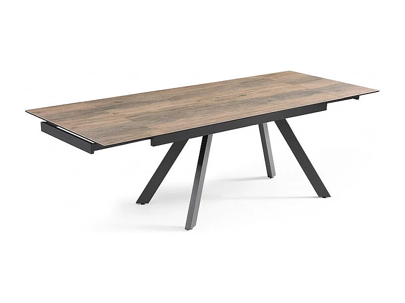 Table extensible 160/240 cm céramique effet bois pieds inclinés - TEXAS 08