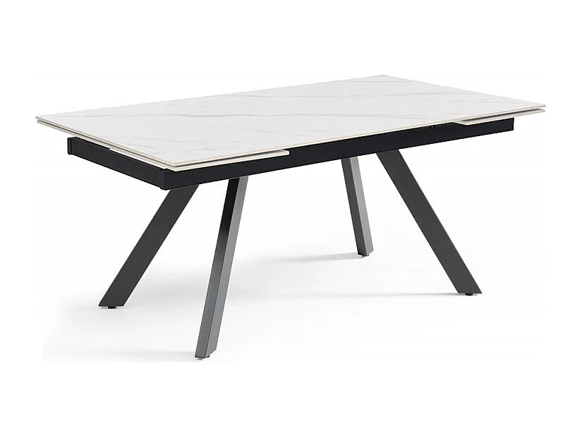 Table extensible 160/240 cm céramique blanc marbré pieds inclinés - NEVADA 08