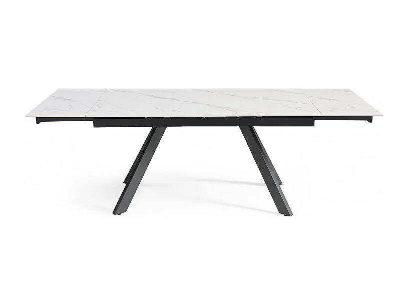 Table extensible 160/240 cm céramique blanc marbré pieds inclinés - NEVADA 08