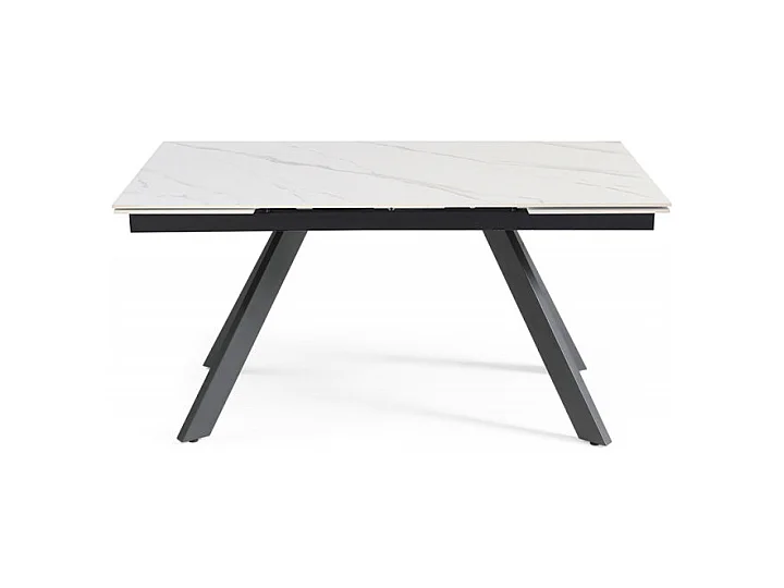 Table extensible 160/240 cm céramique blanc marbré pieds inclinés - NEVADA 08