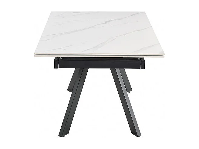 Table extensible 160/240 cm céramique blanc marbré pieds inclinés - NEVADA 08