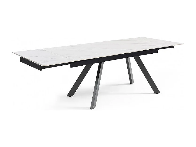 Table extensible 160/240 cm céramique blanc marbré pieds inclinés - NEVADA 08