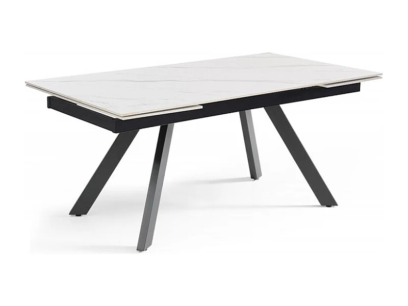 Table extensible 160/240 cm céramique blanc marbré pieds inclinés - NEVADA 08