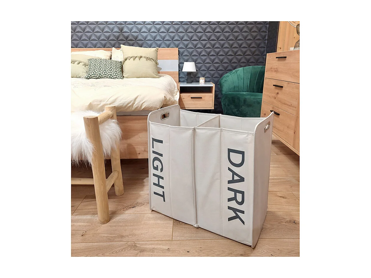 Bac à linge 2 parties blanc et couleurs - DARK LIGHT