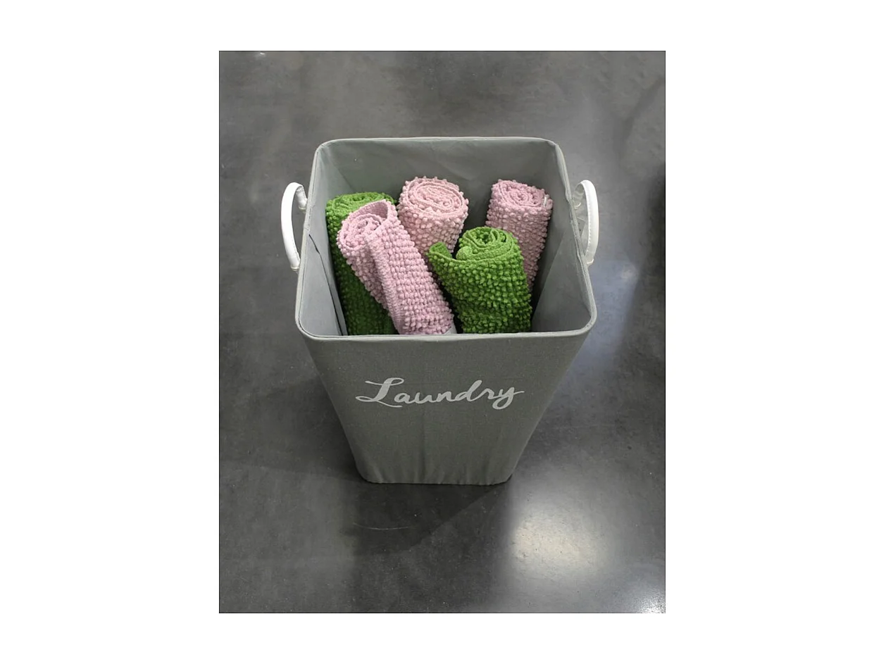 Panier à linge rigide en tissu gris avec anses - LAUNDRY 2