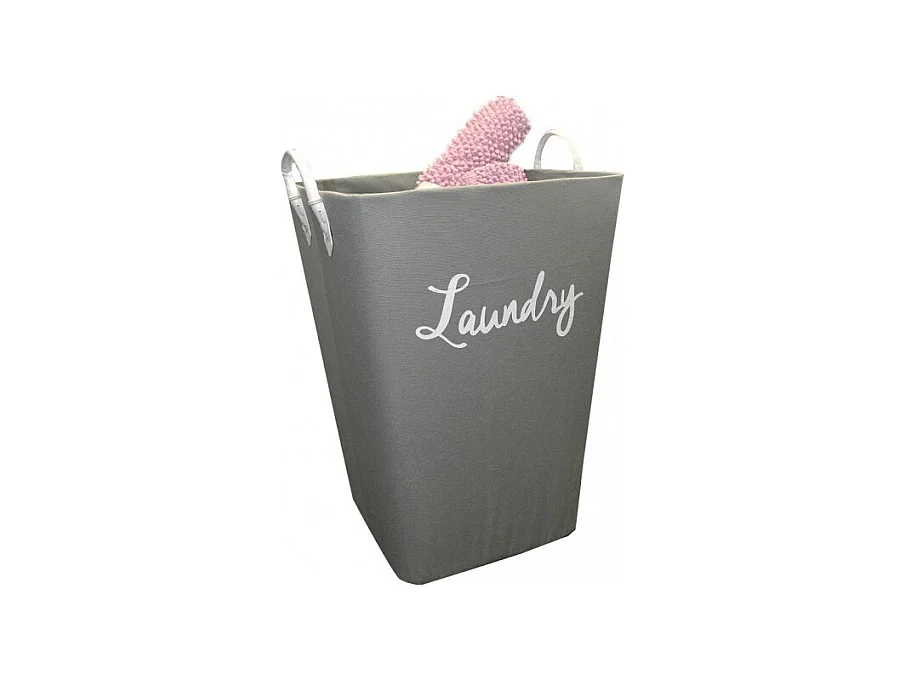 Panier à linge rigide en tissu gris avec anses - LAUNDRY 2