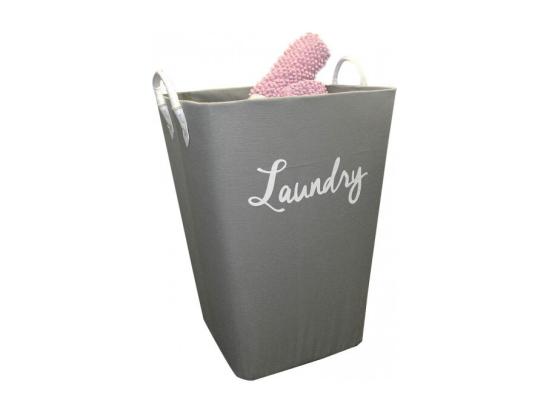 vente unique Panier à linge rigide en tissu gris avec anses - LAUNDRY 2