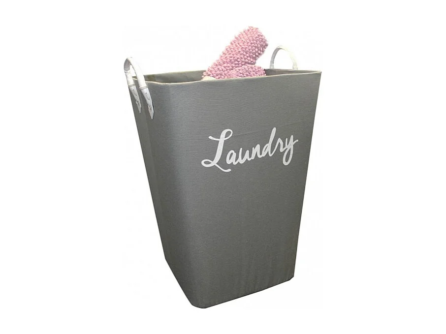 Panier à linge rigide en tissu gris avec anses - LAUNDRY 2