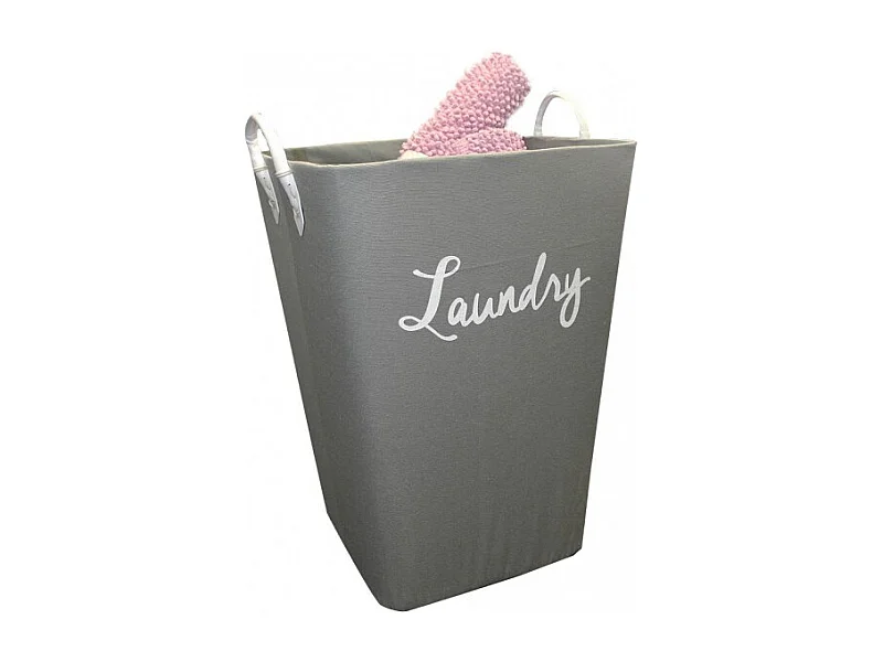 Panier à linge rigide en tissu gris avec anses - LAUNDRY 2