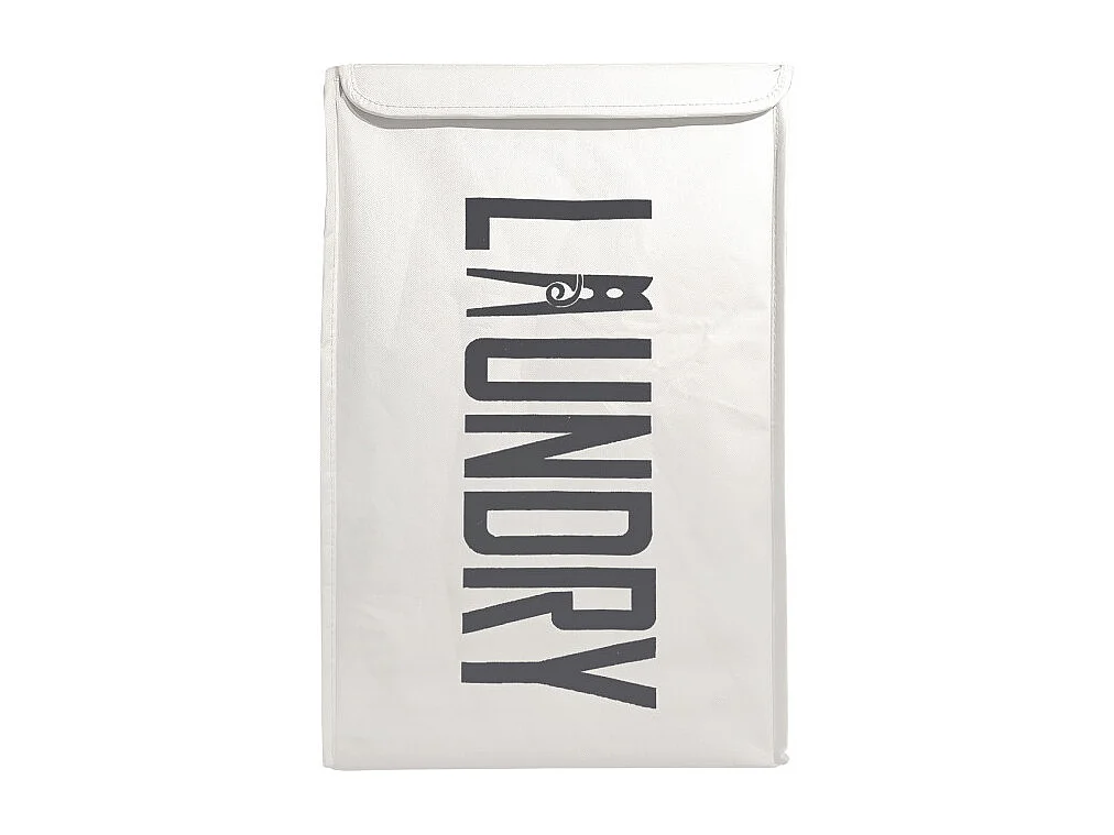 Panier à linge pliant carré en tissu blanc cassé avec couvercle - BASKET