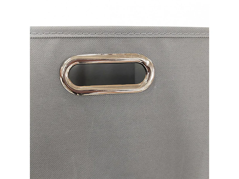 Panier à linge 2 compartiments pliant en tissu gris - BASKET