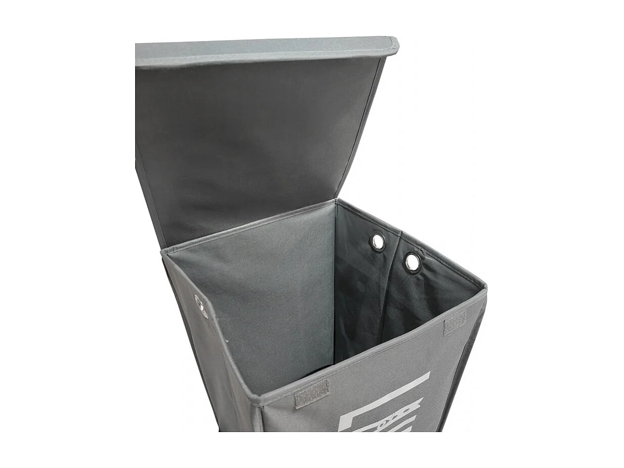 Panier à linge pliant carré en tissu gris avec couvercle - BASKET