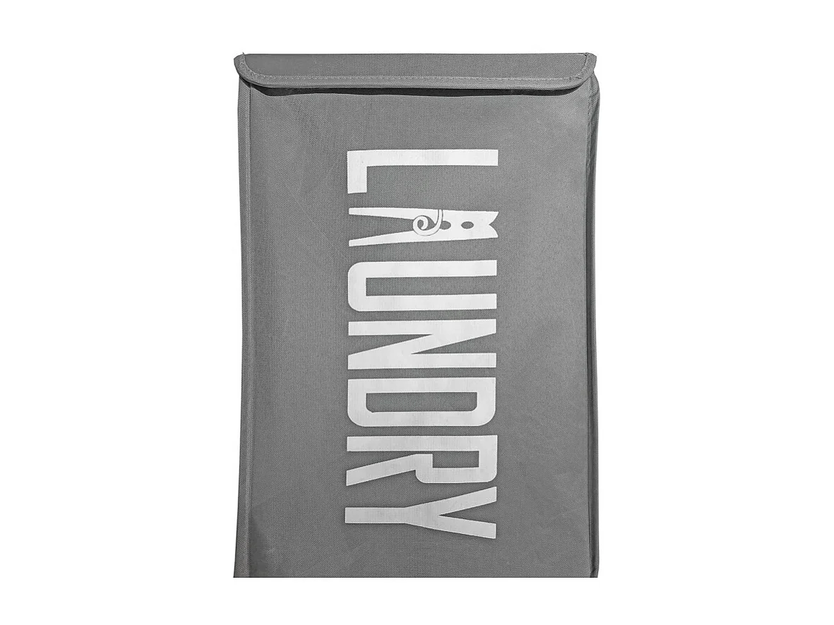 Panier à linge pliant carré en tissu gris avec couvercle - BASKET