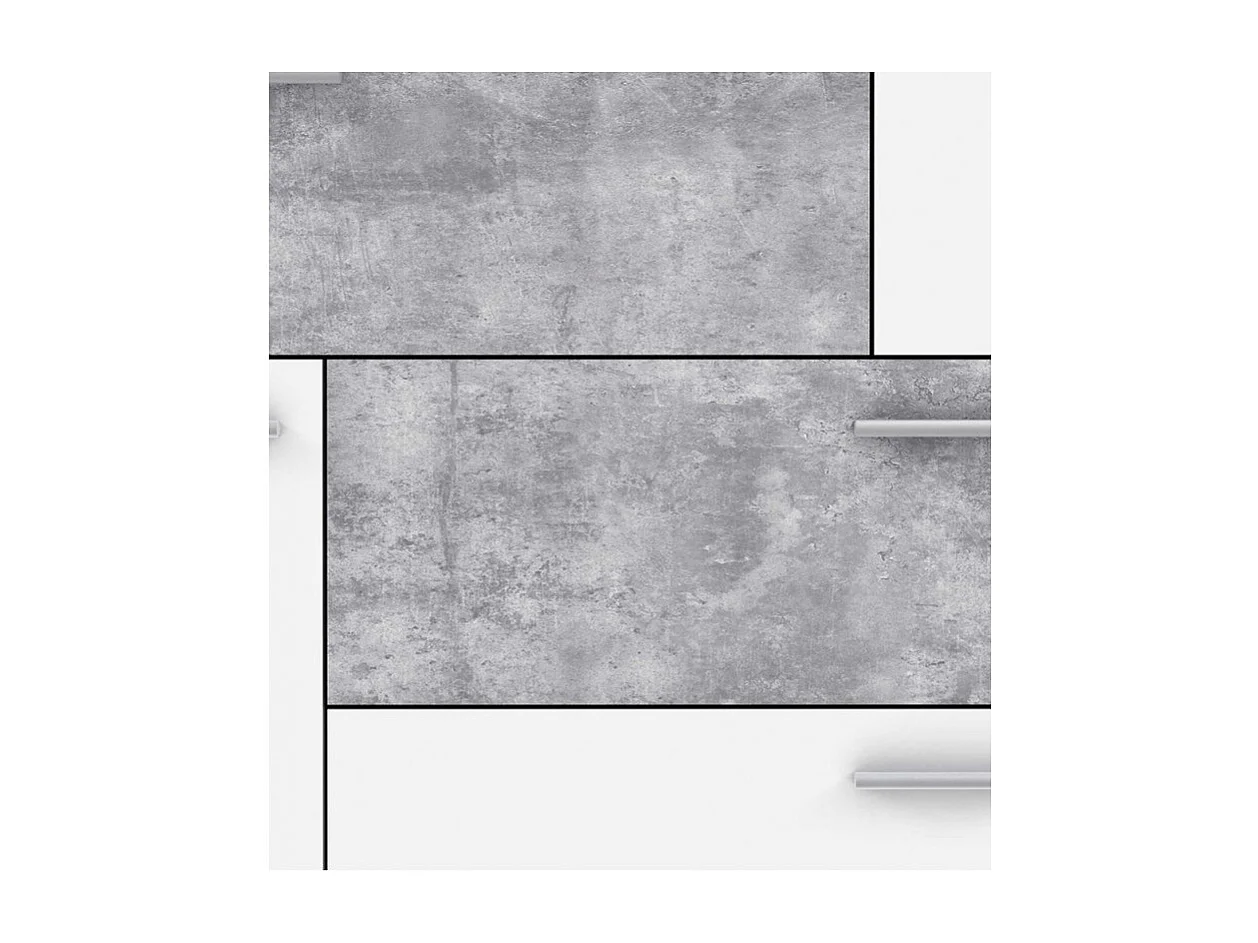 Commode 2 portes 4 tiroirs blanc décor béton - DEST