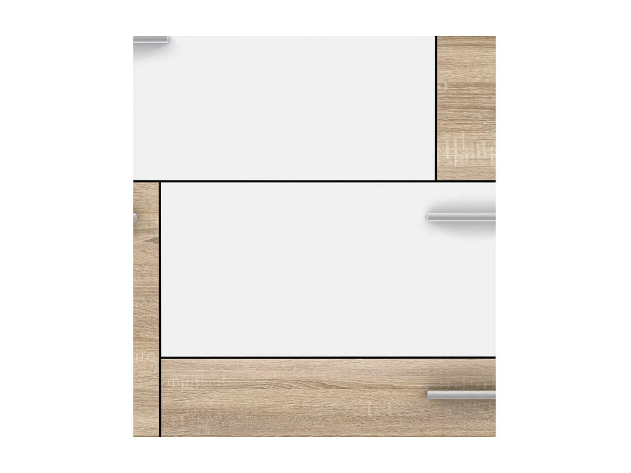 Commode 2 portes 4 tiroirs décor chêne clair blanc - DEST