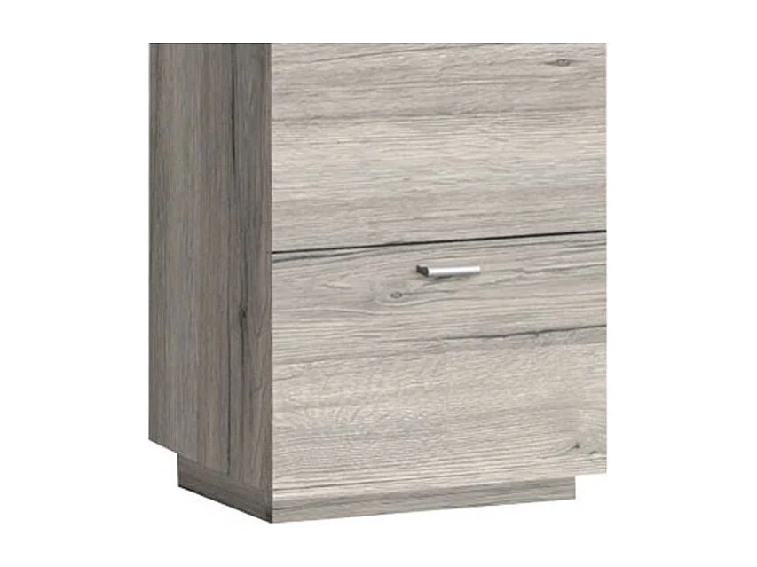 Commode 4 tiroirs décor bois de chêne grisé poignées en métal - LIXA