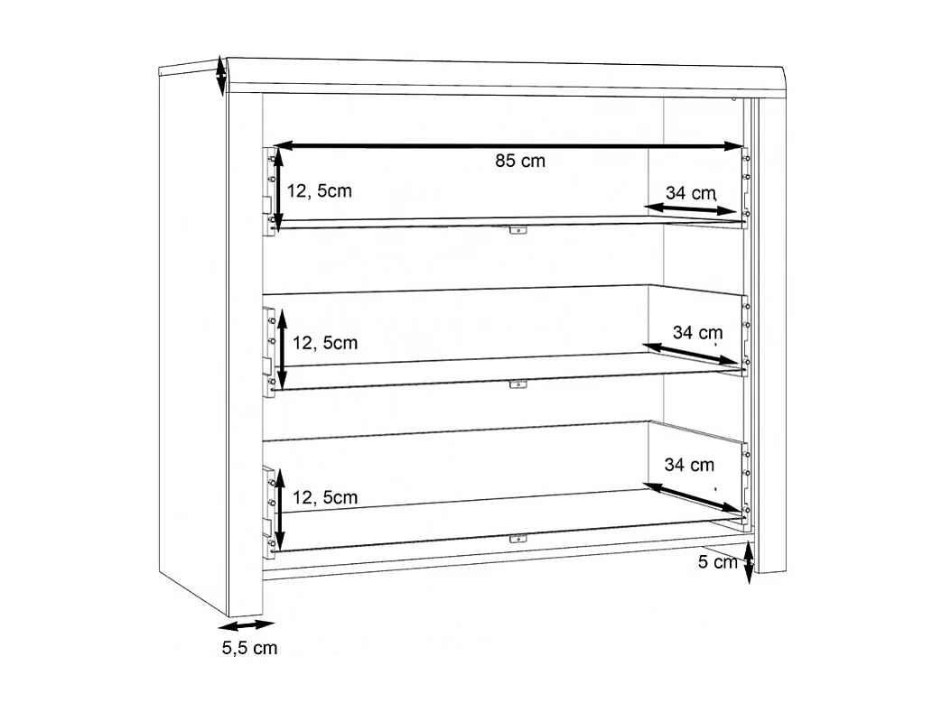 Commode 100 cm 3 tiroirs décor bois de chêne et noir - KAMILA