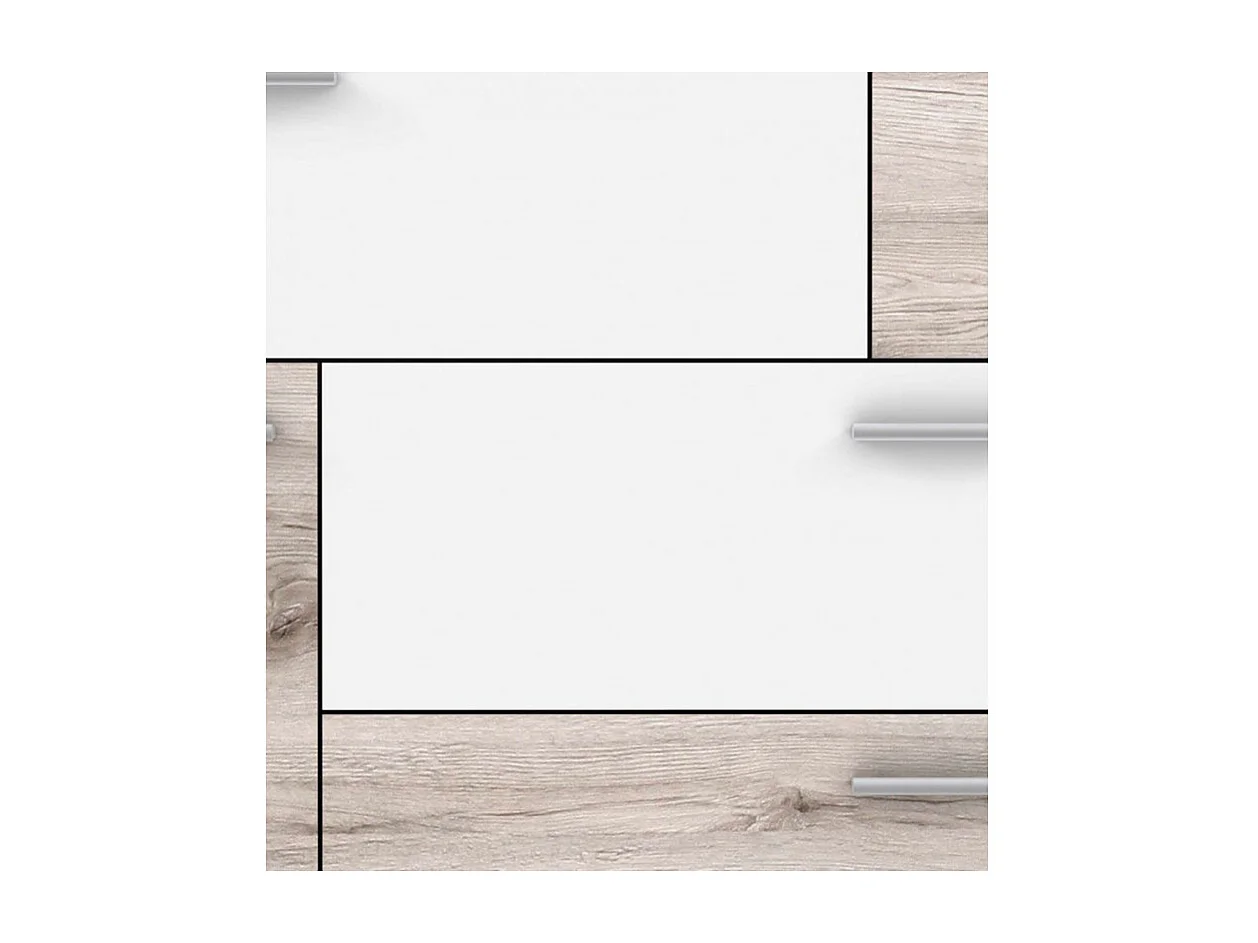 Commode 2 portes 4 tiroirs décor chêne cendré blanc - DEST