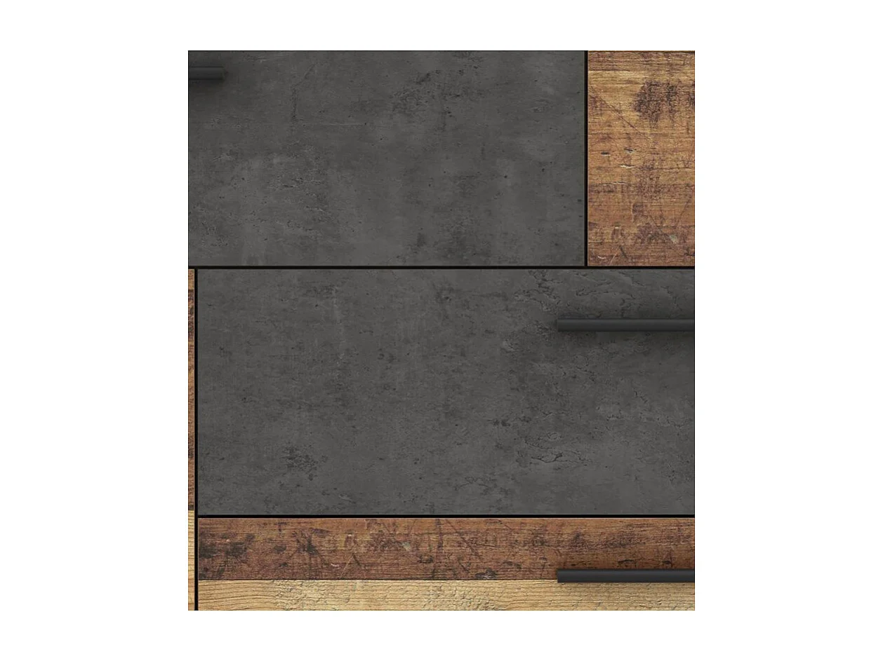 Commode 2 portes 4 tiroirs décor bois vintage béton gris - DEST